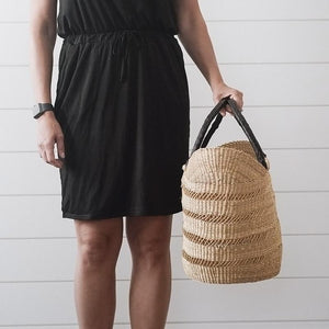 women vintage straw tote bag