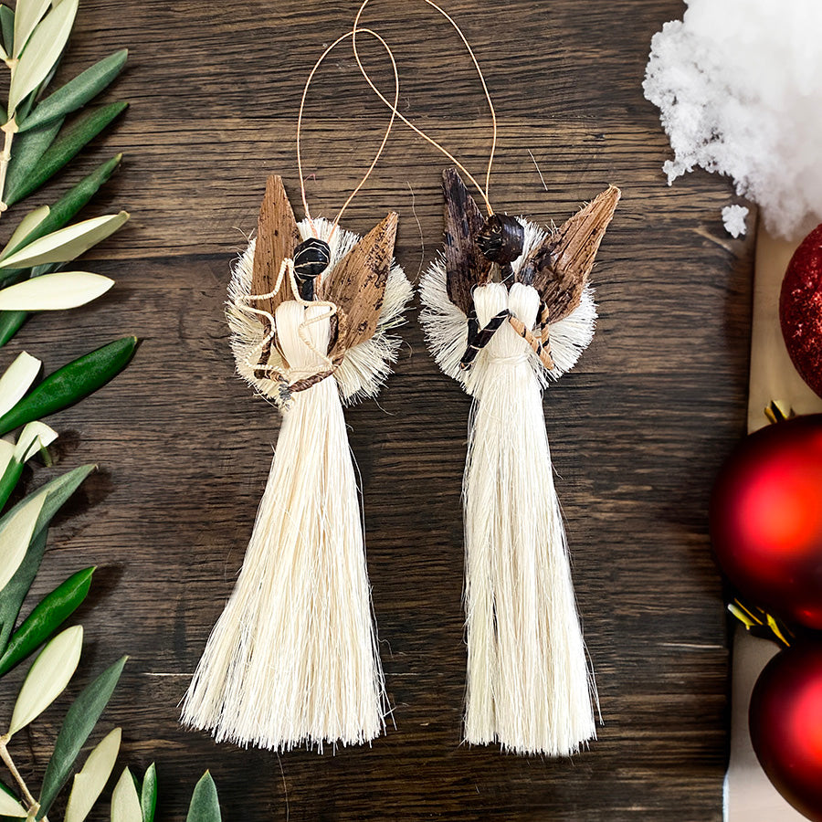 2 Christmas Sisal Angels