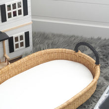 Load image into Gallery viewer, Natural Changing Basket (Black Handles)