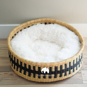 White cat bed basket