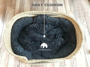 dog bed basket and cushion