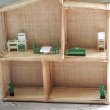 Load image into Gallery viewer, XL Kids Rattan Doll House | Kids Play House | Rattan Furniture | Wooden Doll House | Rattan Doll Bed | Boho Dollhouse | Wabi Sabi Furniture