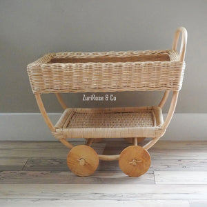 Kids Rattan tea cart | Kids Rattan Furniture| Kids Tea Party | Montessori play | Montessori Kids | Natural Kids Toys | Kids Shopping Cart