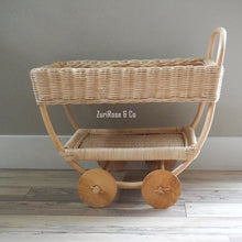 Load image into Gallery viewer, Kids Rattan tea cart | Kids Rattan Furniture| Kids Tea Party | Montessori play | Montessori Kids | Natural Kids Toys | Kids Shopping Cart